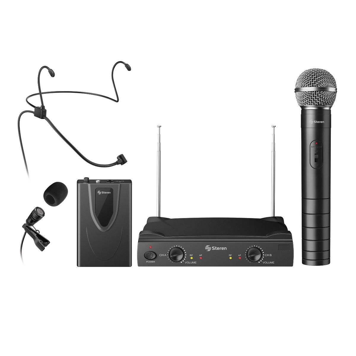Sistema de micrófono inalámbrico en diadema y solapa - GMU-HSL100